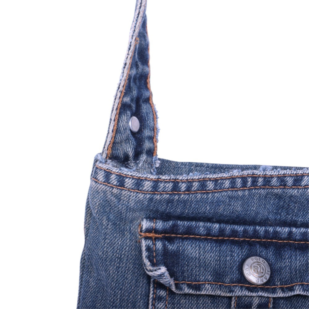 Upcycled Denim Schoudertas met Patchwork - Blauw Multicolor