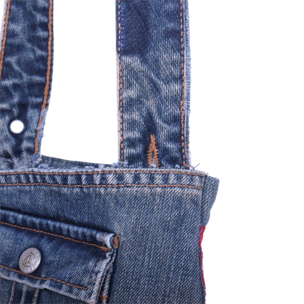 Upcycled Denim Schoudertas met Patchwork - Blauw Multicolor