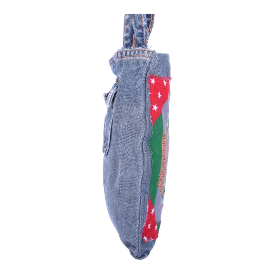 Upcycled Denim Schoudertas met Patchwork - Blauw Multicolor