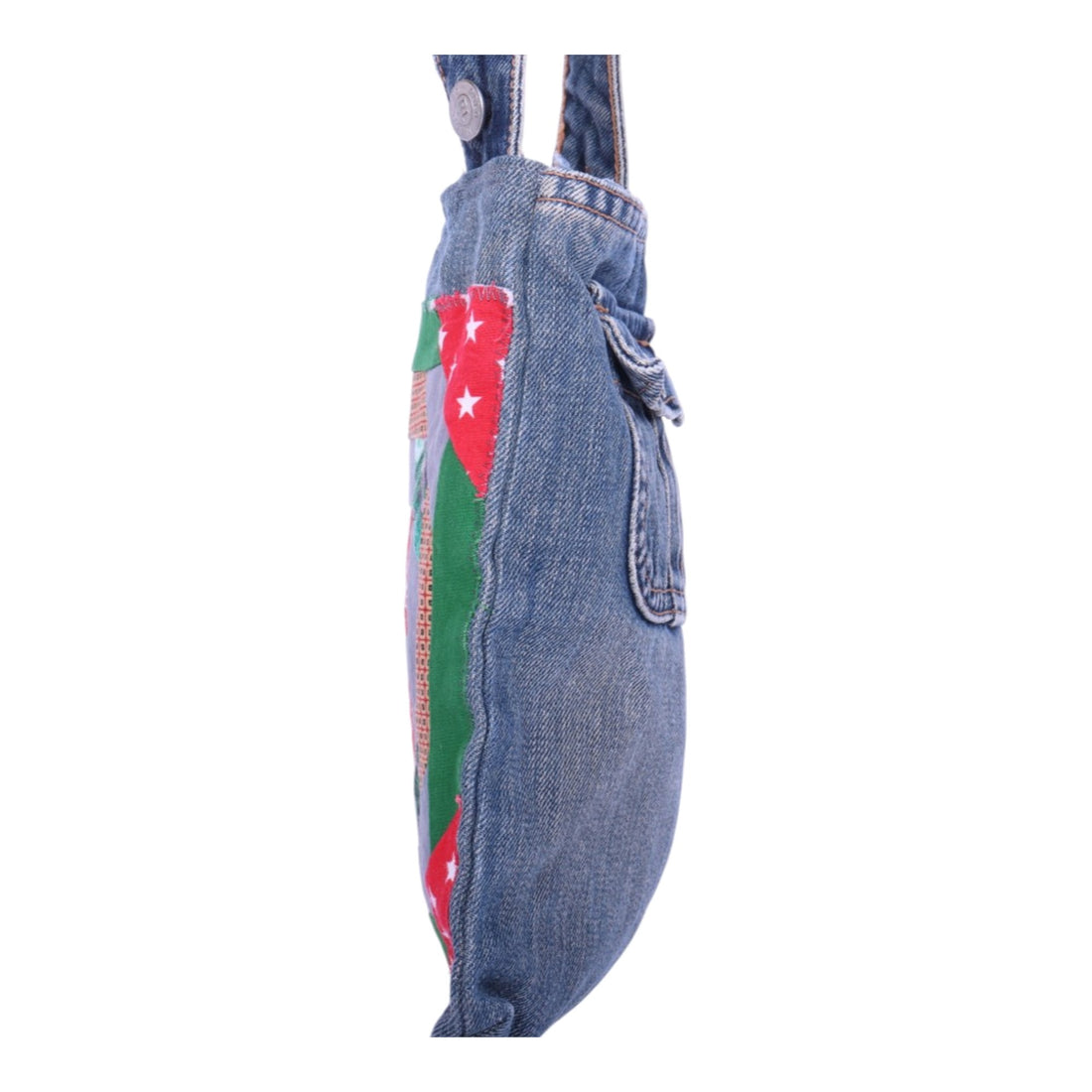 Upcycled Denim Schoudertas met Patchwork - Blauw Multicolor