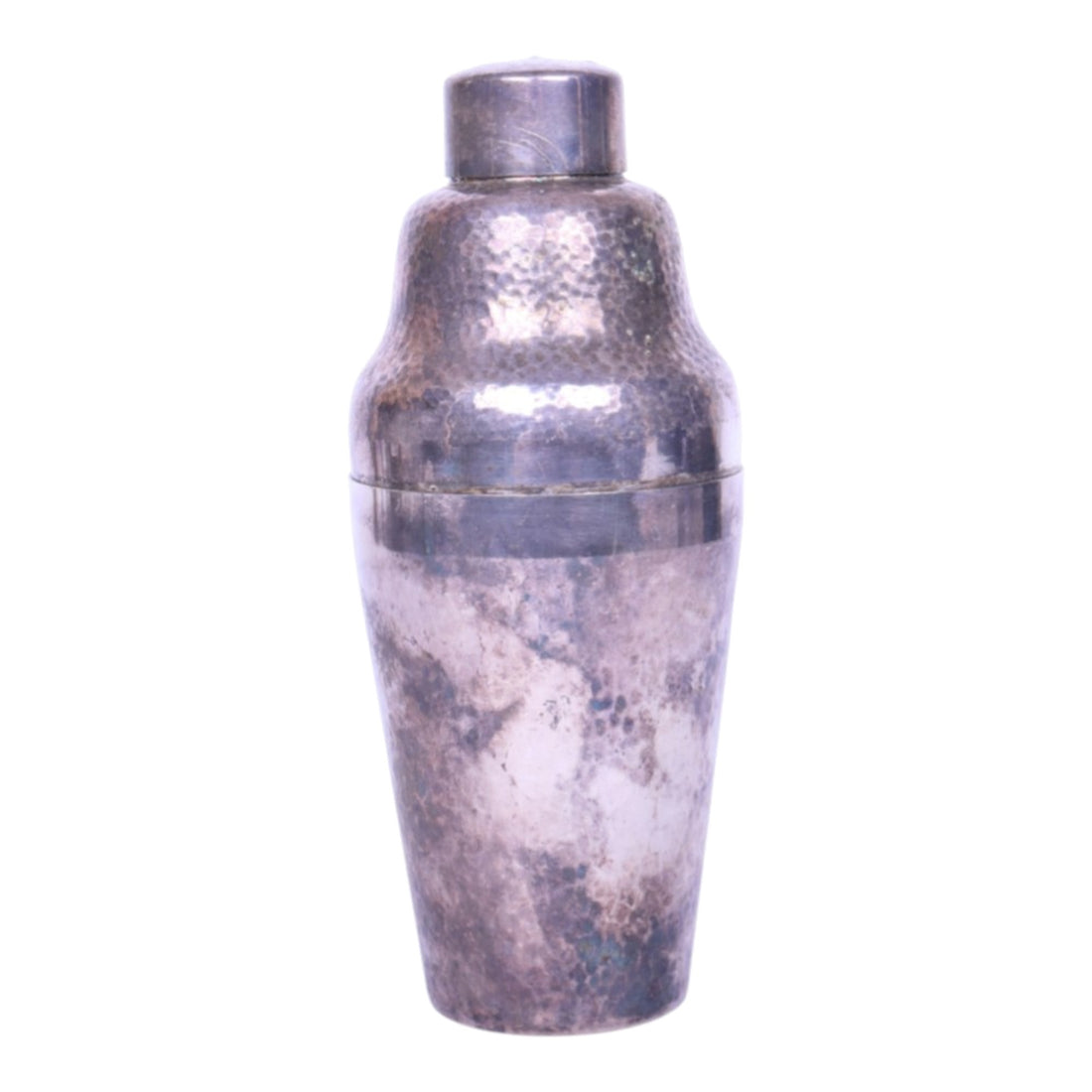 Art Deco Cocktailshaker - Verzilverd Gehamerd - Nr. 99 - 22 cm
