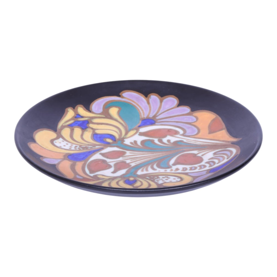 Art Deco Wandbord 634 - Polychroom Bloemdecor op Matzwart - Huizen (1928-1934)
