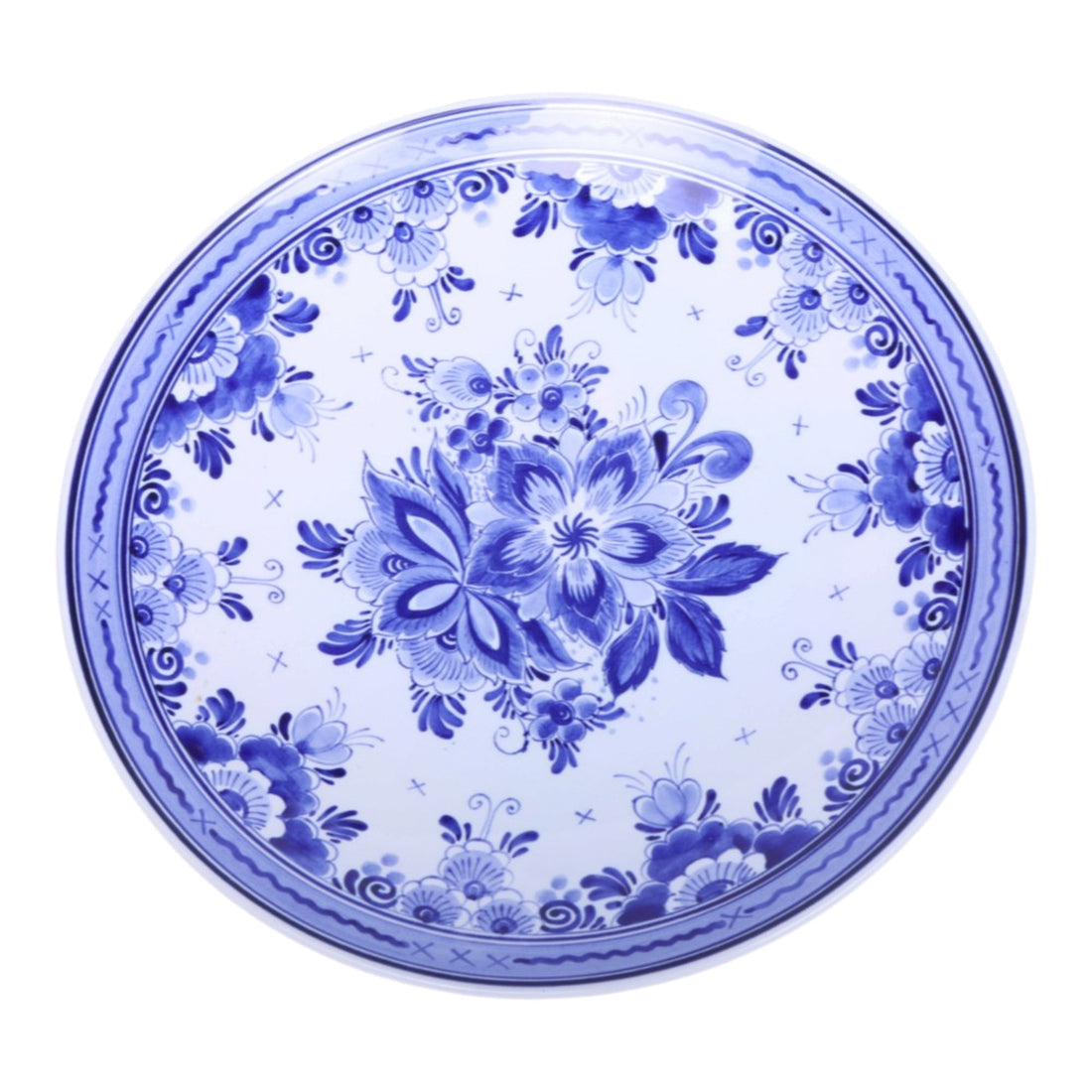 Delfts Blauw Wandbord met Bloemdecor - Ceta Bever Beverwijk (29 cm)