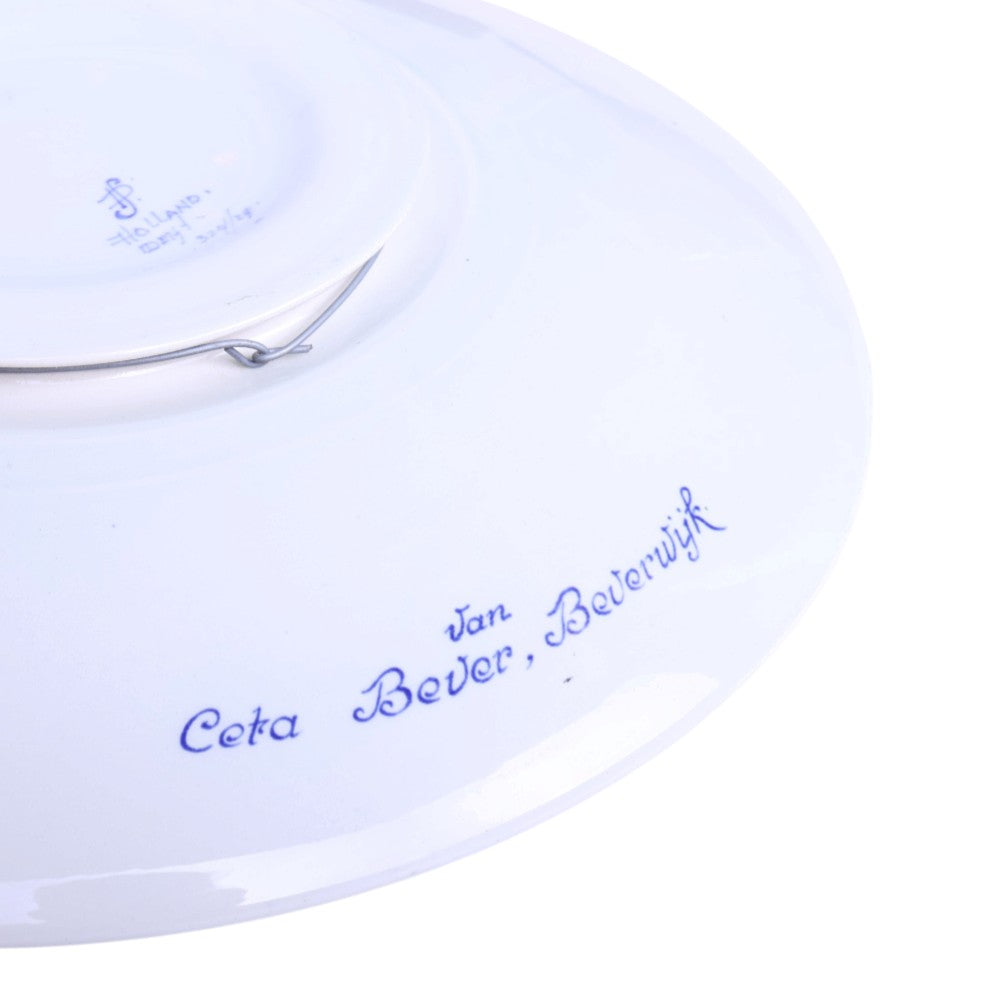 Delfts Blauw Wandbord met Bloemdecor - Ceta Bever Beverwijk (29 cm)
