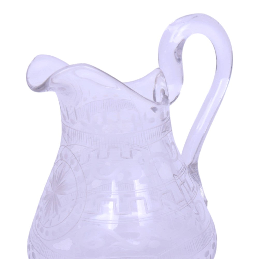 Roomkannetje - Gegraveerd Glas met Meanderdecor op 925 Zilveren Voet