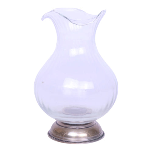 Vaasje - Geribbeld Glas met Golvende Rand op 800 Zilveren Voet - 9x14 cm