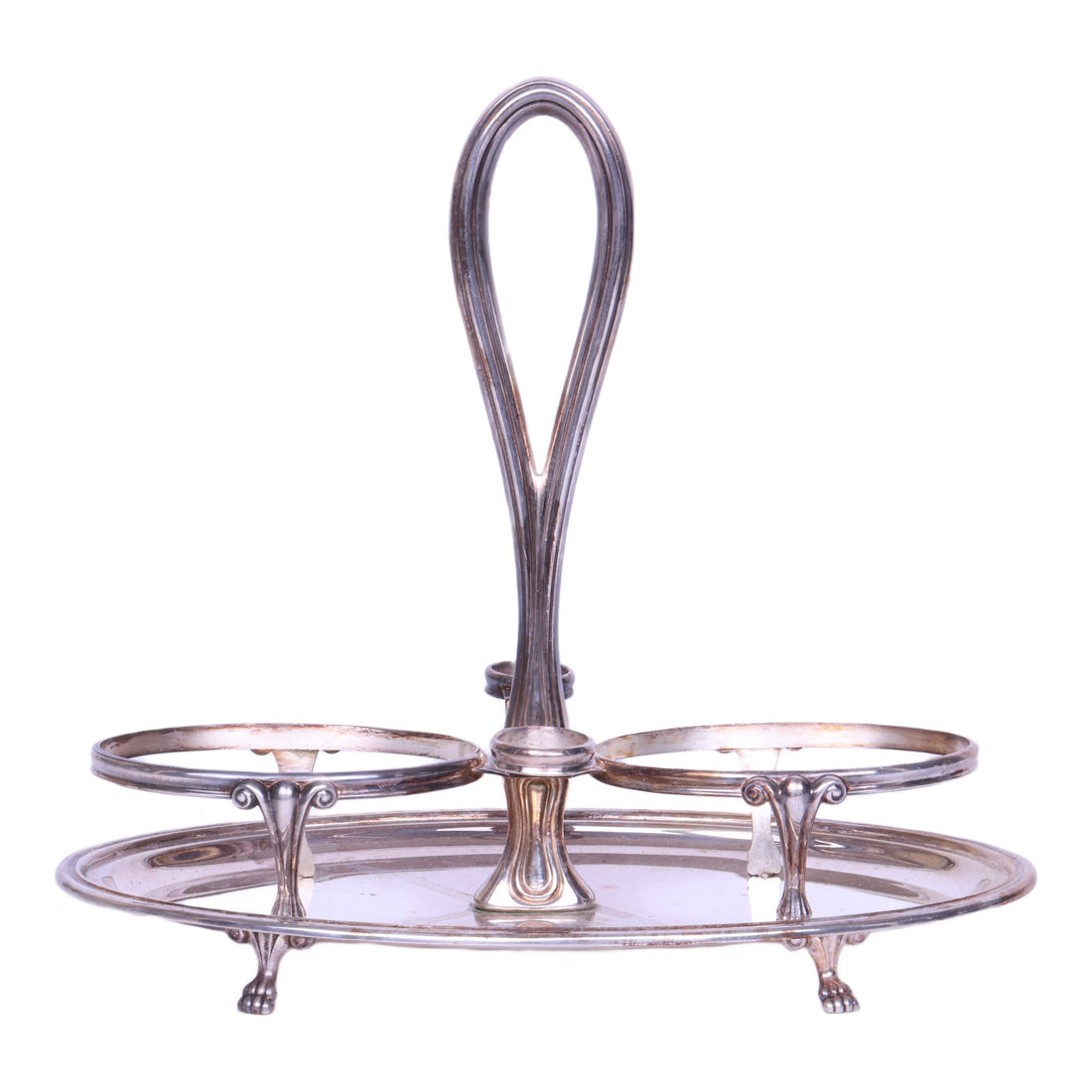 Olie- en Azijnstel - 800 Zilver met Twee Glazen Karafjes - 380 gr