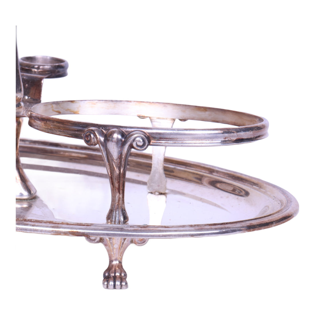 Olie- en Azijnstel - 800 Zilver met Twee Glazen Karafjes - 380 gr