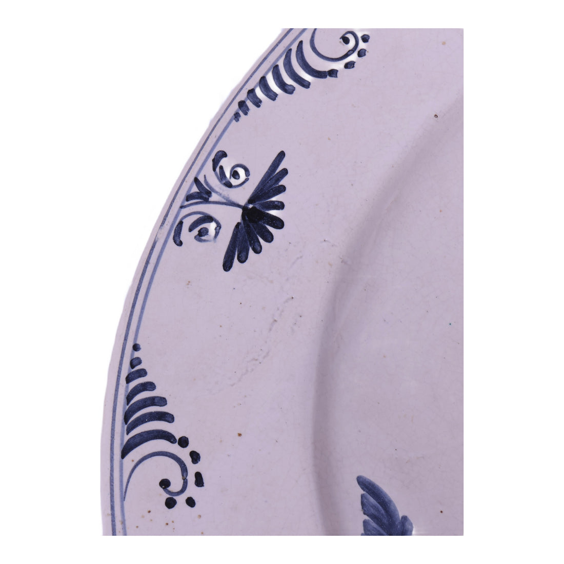 Grote Faience Schotel met Galant Paar - Blauw-Wit in Delftse Stijl - 42 cm