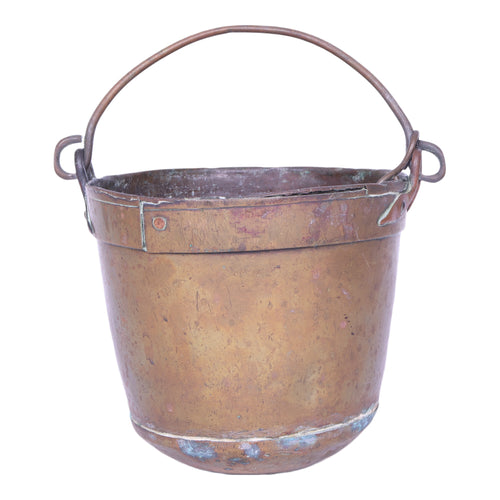 Antieke Messing Emmer met Hengsel, Ketting en Ring - 19 cm