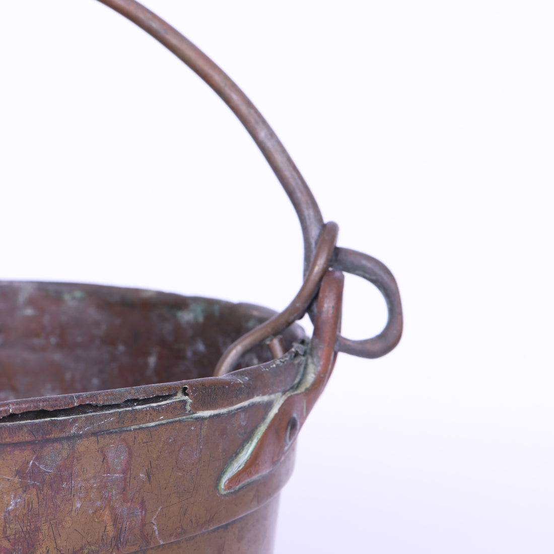 Antieke Messing Emmer met Hengsel, Ketting en Ring - 19 cm