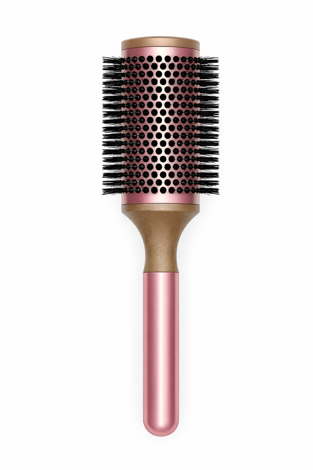 Dyson ronde haarborstel 45 mm voor haarstyling, rozegoud met roze steel, vooraanzicht