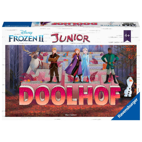 Ravensburger Disney Frozen 2 Junior Doolhof kinderspel, doos voorkant met Anna, Elsa en Olaf