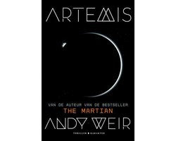 Artemis, Andy Weir, Karakter zwarte boekomslag voorkant met maansikkel, tweedehands