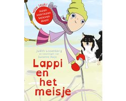 Lappi en het meisje, Judith Lissenberg, boekomslag voorkant met een meisje op de fiets en een hond, tweedehands