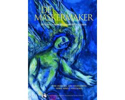 De maskermaker, Veenbaas, Goudswaard en Verschuren, blauwe boekomslag voorkant met abstract schilderij, tweedehands