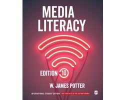 Media Literacy, edition 10, W. James Potter, International Student Edition, omslag met een neon wifi-teken
