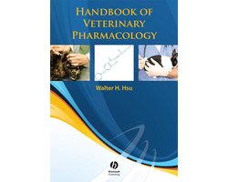Handbook of Veterinary Pharmacology, Walter H. Hsu, blauwe omslag met foto's van dieren bij een dierenarts, tweedehands
