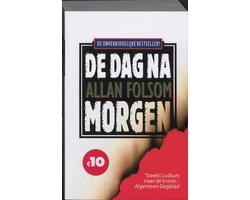 De dag na morgen, Allan Folsom, omslag met een zwart titelvlak en een rode gescheurde onderrand, tweedehands