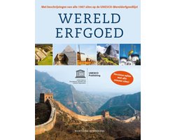 Werelderfgoed, UNESCO-Werelderfgoedlijst, omslag met een oude muur in de bergen en foto's van monumenten, tweedehands