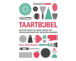 Taartbijbel, Hans Spitsbaard, Carrera witte boekomslag voorkant met pictogrammen van bakspullen, tweedehands