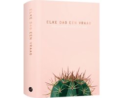 Elke dag een vraag invulboek, roze boekomslag voorkant met cactus, tweedehands
