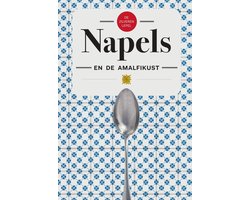 De Zilveren Lepel Napels en de Amalfikust, boekomslag voorkant met blauw tegelpatroon en lepel, tweedehands