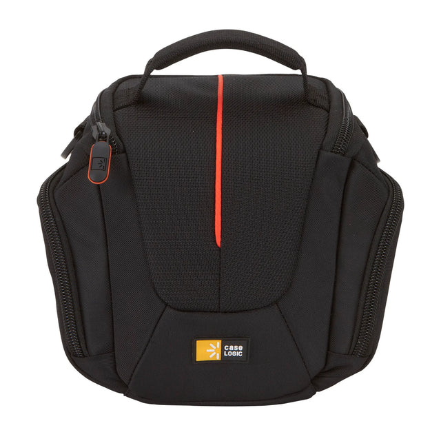 Case Logic DCB-304K cameratas voor compact- en high-zoomcamera, zwart met rode rits, voorkant, tweedehands