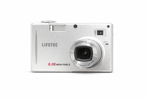 Lifetec Z1X digitale compactcamera, zilver, schuin van voren, tweedehands