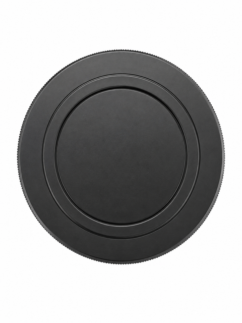 Schroefdraad lensdop 72mm, effen zwart zonder logo, met geribbelde rand, voorkant