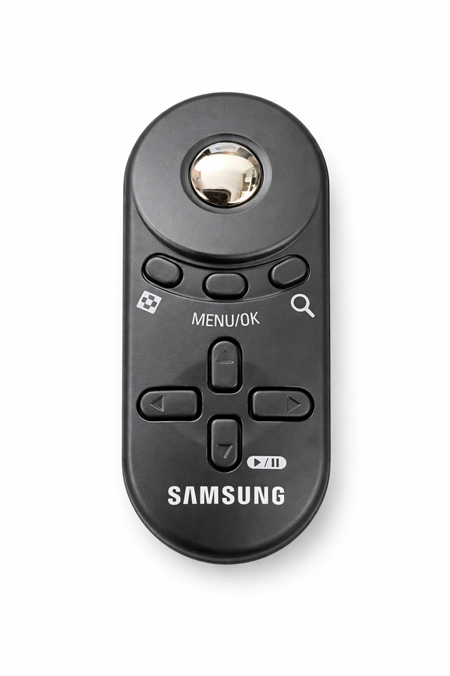 Samsung afstandsbediening voor Digimax L85, zwart, voorkant met menuknoppen en Samsung-opschrift, tweedehands