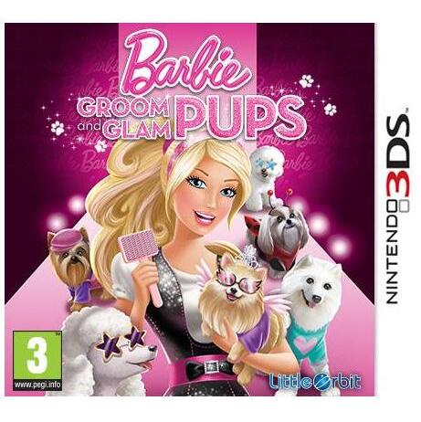 Nintendo 3DS Barbie Groom and Glam Pups, doos voorkant, tweedehands