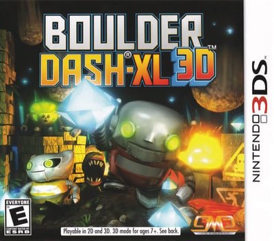 Nintendo 3DS Boulder Dash-XL 3D, ESRB-hoes met een robot tussen diamanten, tweedehands