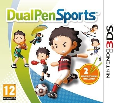 Nintendo 3DS DualPenSports, doos voorkant met sporters en twee stylussen inbegrepen, tweedehands