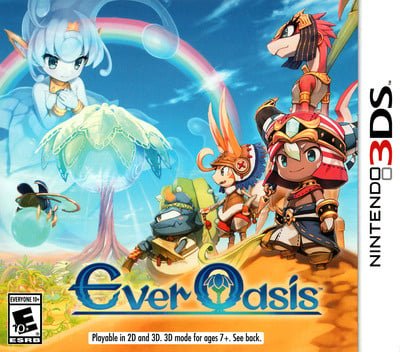 Nintendo 3DS Ever Oasis, doos voorkant, Amerikaanse ESRB-uitgave