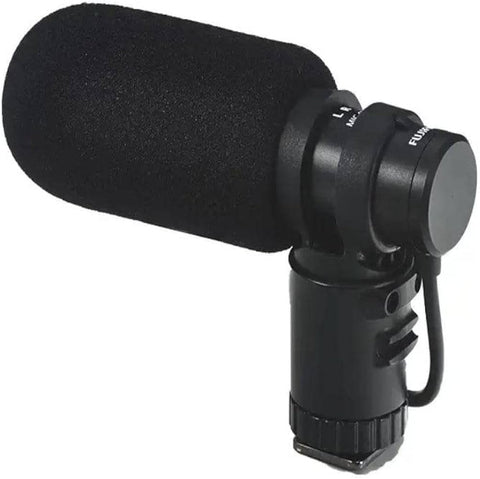 Fujifilm MIC-ST1 externe stereomicrofoon, zwart, schuin van voren