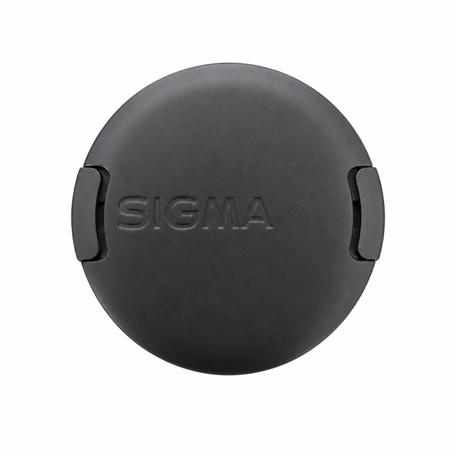 Sigma lensdop 52mm, zwart met ingeperst Sigma-logo en klemmen aan de zijkant, voorkant