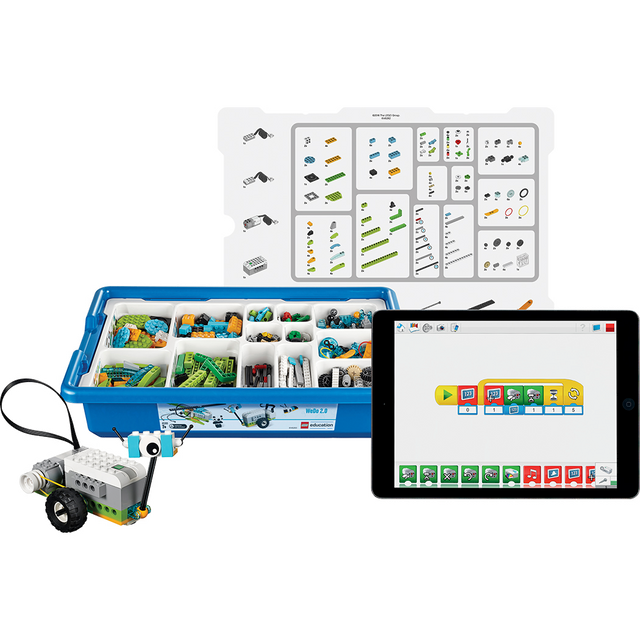 LEGO Education WeDo 2.0 basisset 45300, opbergbak met onderdelen, gebouwd robotje en een tablet met de app, tweedehands