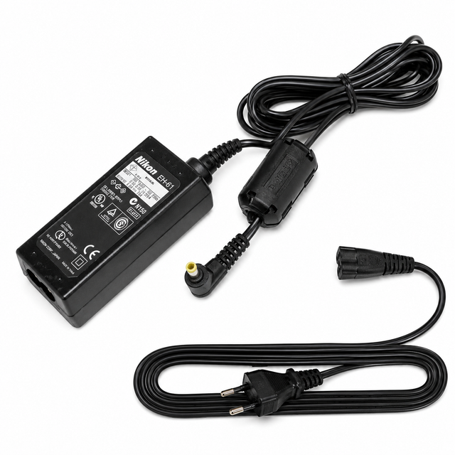 Nikon EH-61 netadapter voor Coolpix camera, adapter met DC-kabel en netsnoer