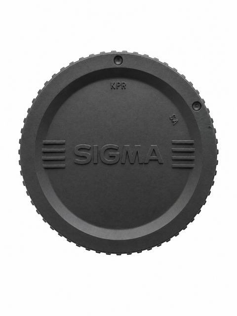 Sigma KPR body cap voor Pentax K-mount en Ricoh, zwart met Sigma-logo, opdruk KPR en SA en getande rand, voorkant