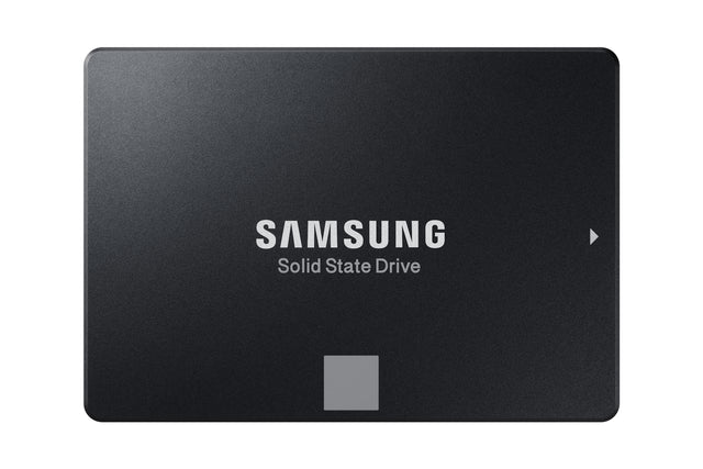 Samsung 860 EVO 250GB 2,5 inch SATA SSD, zwart, vooraanzicht met Samsung-logo