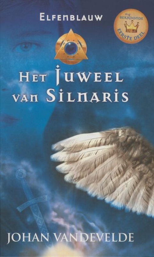 Elfenblauw 1, Het juweel van Silnaris, Johan Vandevelde, blauwe omslag met een vleugel en een zwaard, tweedehands