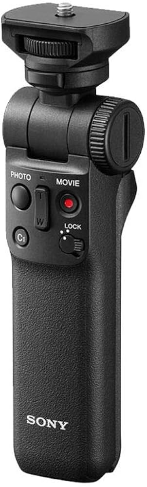 Sony GP-VPT2BT shooting grip en mini statief met bluetooth afstandsbediening, zwart, voorkant met knoppen, tweedehands