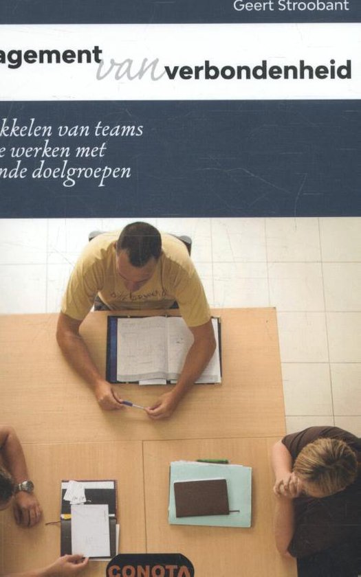 Management van verbondenheid, Geert Stroobant, omslag met mensen aan een tafel van bovenaf gezien, tweedehands