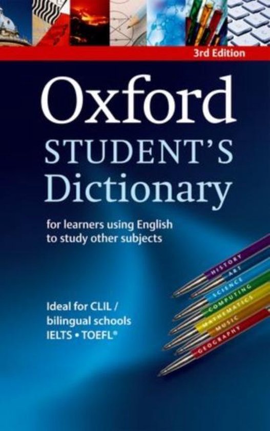 Oxford Student's Dictionary for learners using English, blauwe boekomslag voorkant met pennen, 3rd edition, tweedehands