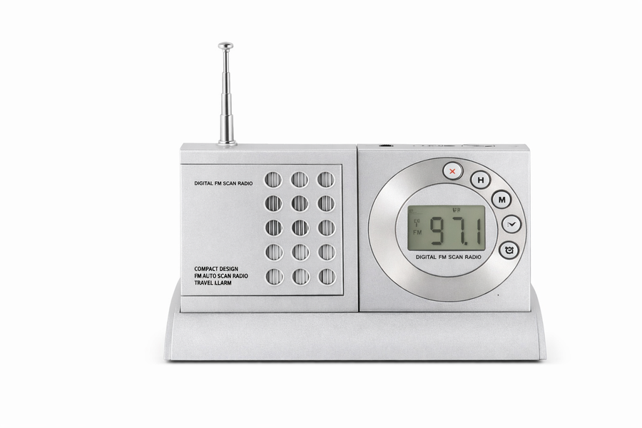 Algemeen-Digitale FM Wekkerradio / Reiswekker met Auto Scan en Ingebouwde Speaker - Zilver (Nieuw)