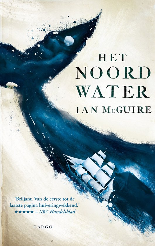 Het noordwater, Ian McGuire, boekomslag voorkant met walvisstaart en zeilschip, tweedehands