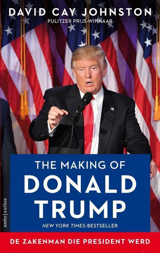 The making of Donald Trump, David Cay Johnston, boekomslag voorkant met Donald Trump bij een microfoon, tweedehands