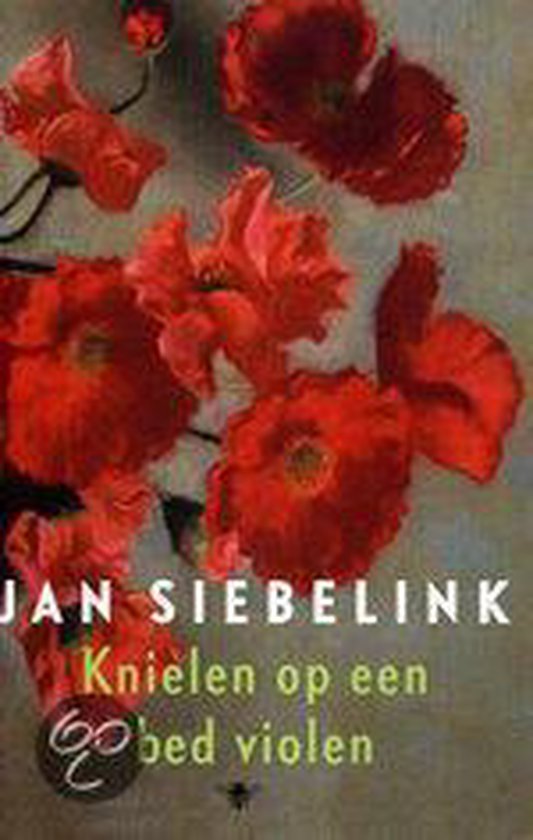 Knielen op een bed violen, Jan Siebelink, omslag met rode bloemen, tweedehands