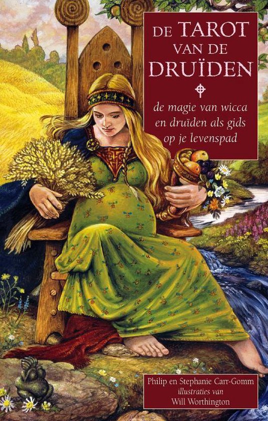 De tarot van de druiden, Philip Carr-Gomm, boekomslag voorkant met een illustratie van een vrouw op een troon, tweedehands